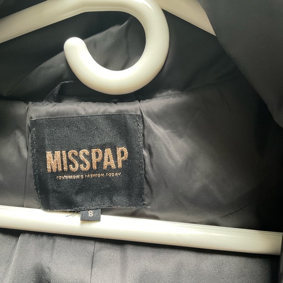 MISSPAP BLACK WINTER PUFFER JACKET WITH MATCHING SCARF - Picture 4 of 4